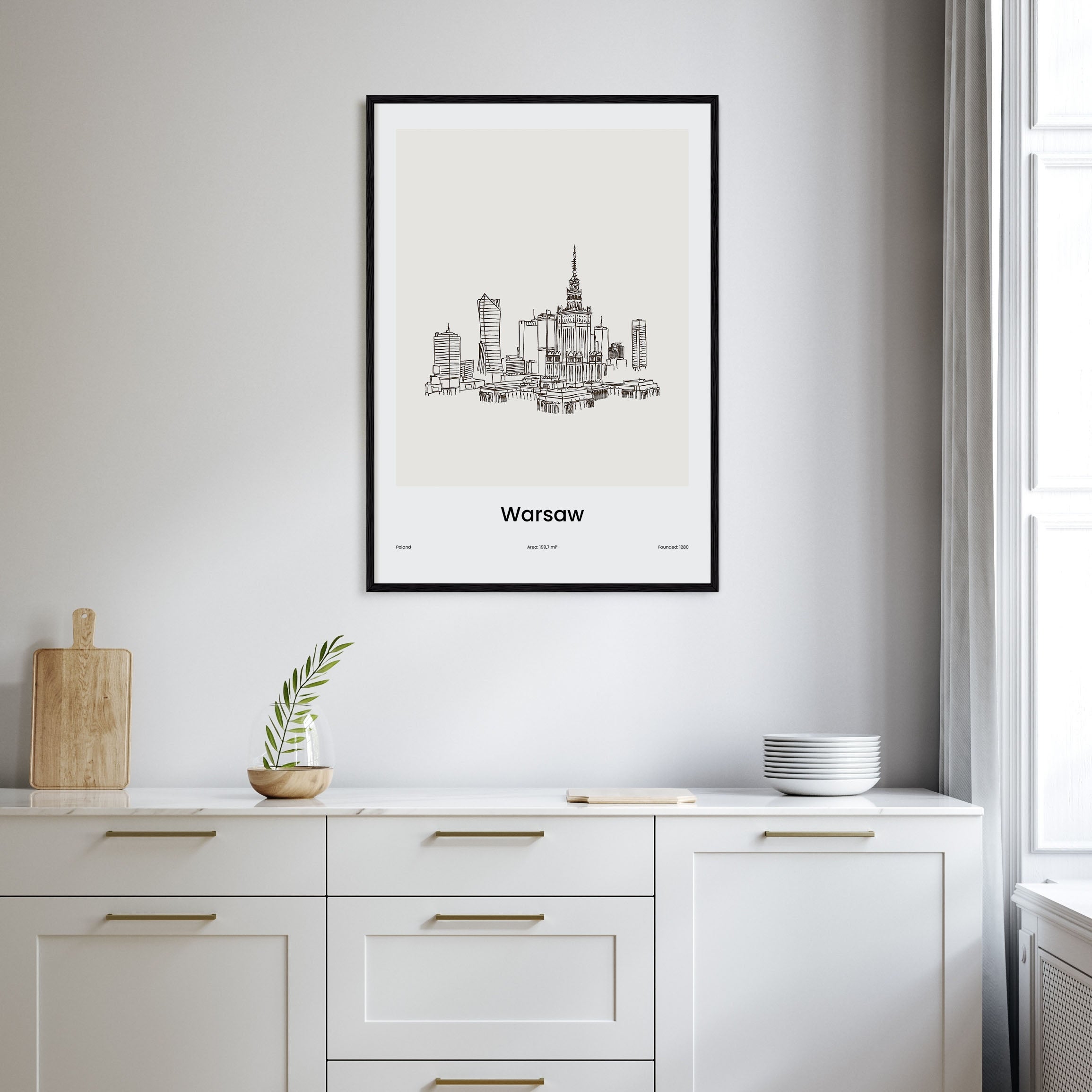 Warsaw Drawn Poster