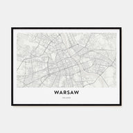 Warsaw Map Landscape Poster