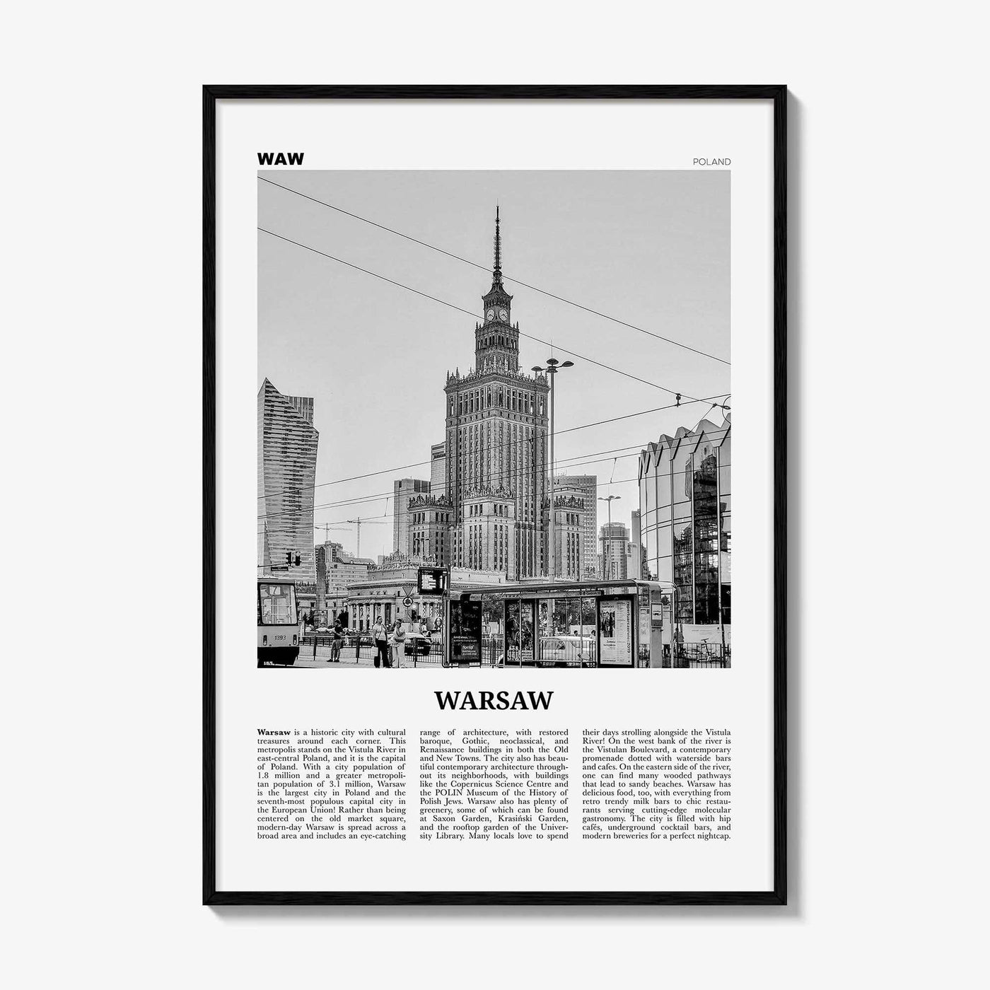 Warsaw Print Black and White, Warsaw Wall Art, Warsaw Poster, Warsaw Photo, Warsaw Wall Decor, Poland, Warszawa, Polska, Europe