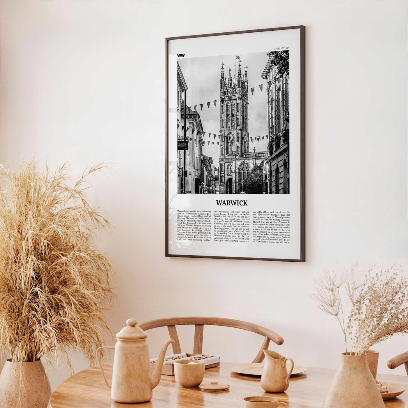 Warwick Print Black and White, Warwick Wall Art, Warwick Poster, Warwick Photo, Warwick Wall Décor, Warwickshire, England, United Kingdom