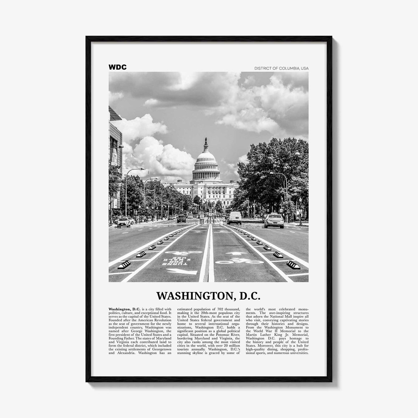 Washington DC Print Black and White No 1, Washington Wall Art, Washington, District of Columbia, USA, United States, North America