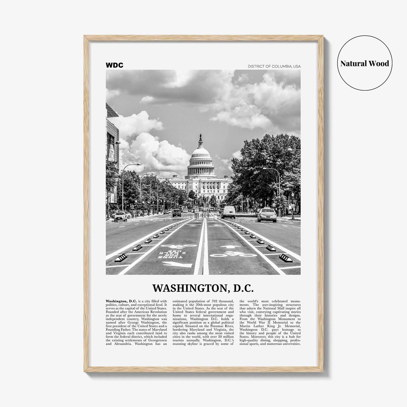 Washington DC Print Black and White No 1, Washington Wall Art, Washington, District of Columbia, USA, United States, North America