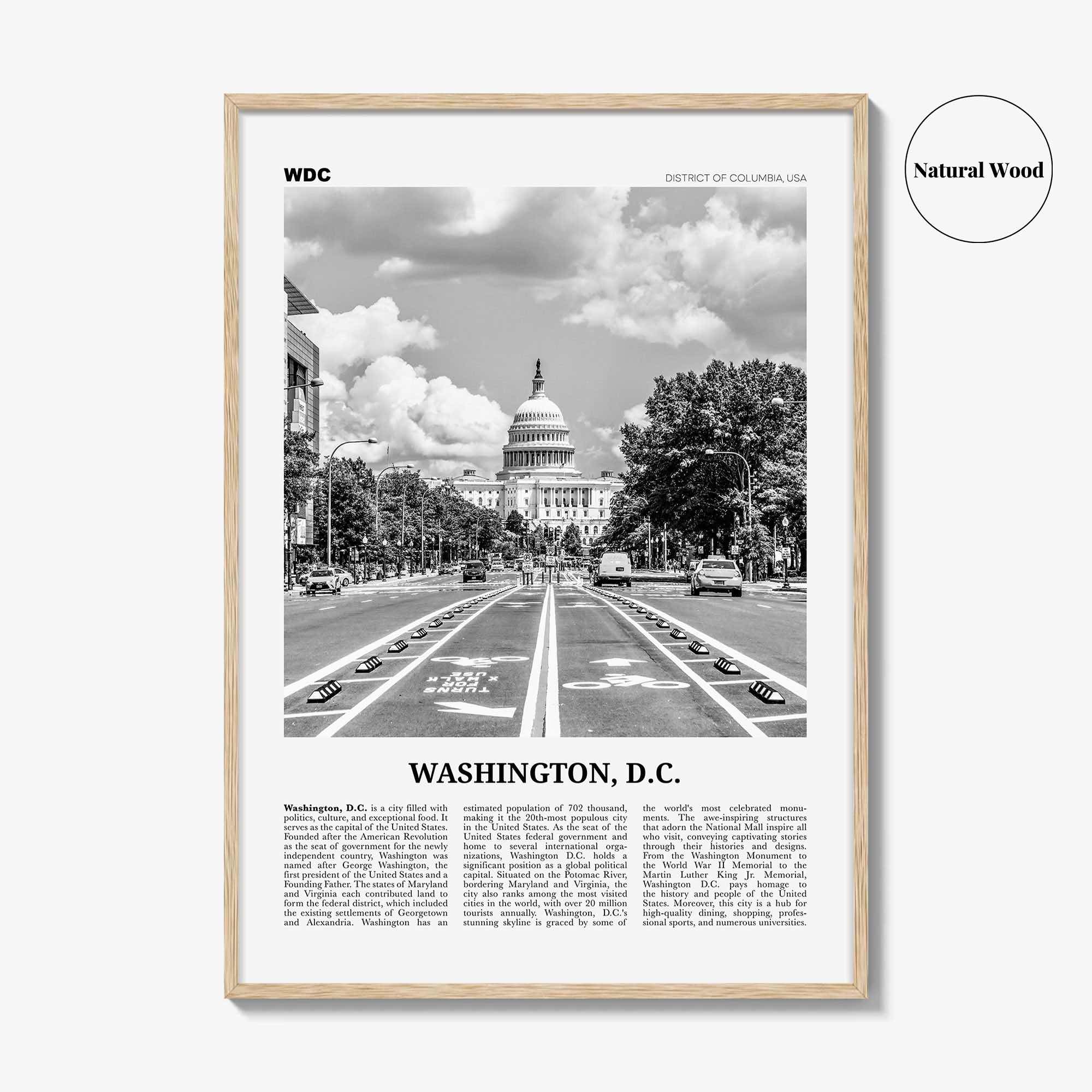 Washington DC Print Black and White No 1, Washington Wall Art, Washington, District of Columbia, USA, United States, North America