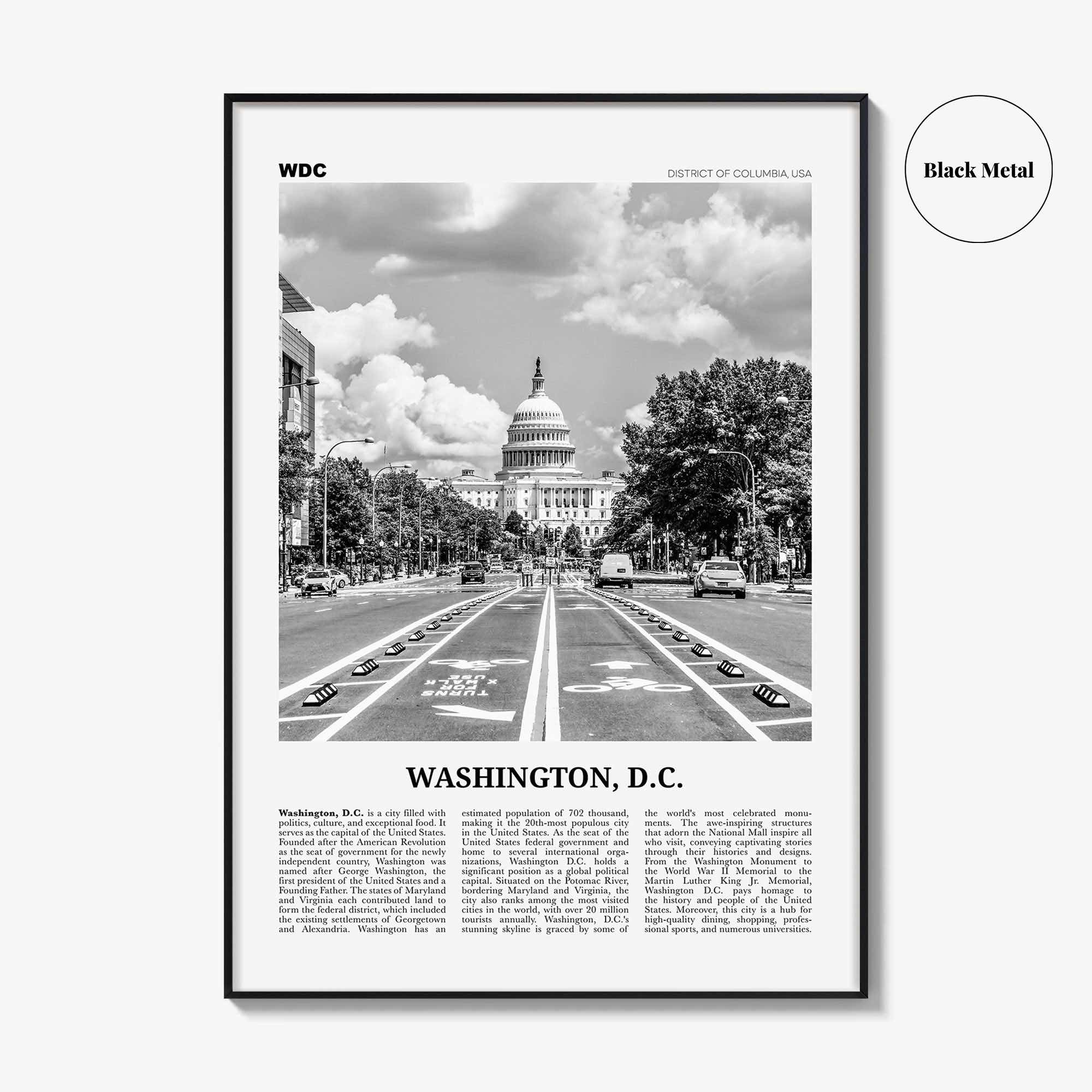 Washington DC Print Black and White No 1, Washington Wall Art, Washington, District of Columbia, USA, United States, North America