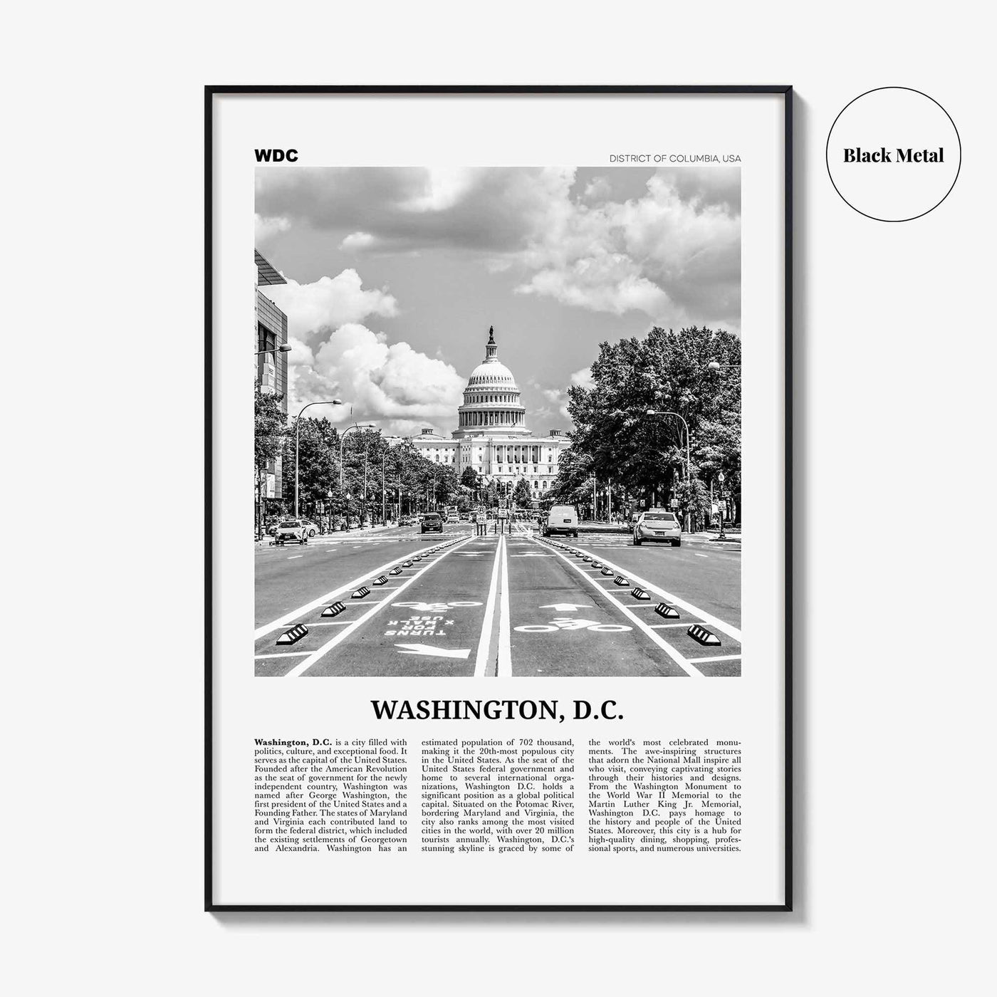 Washington DC Print Black and White No 1, Washington Wall Art, Washington, District of Columbia, USA, United States, North America