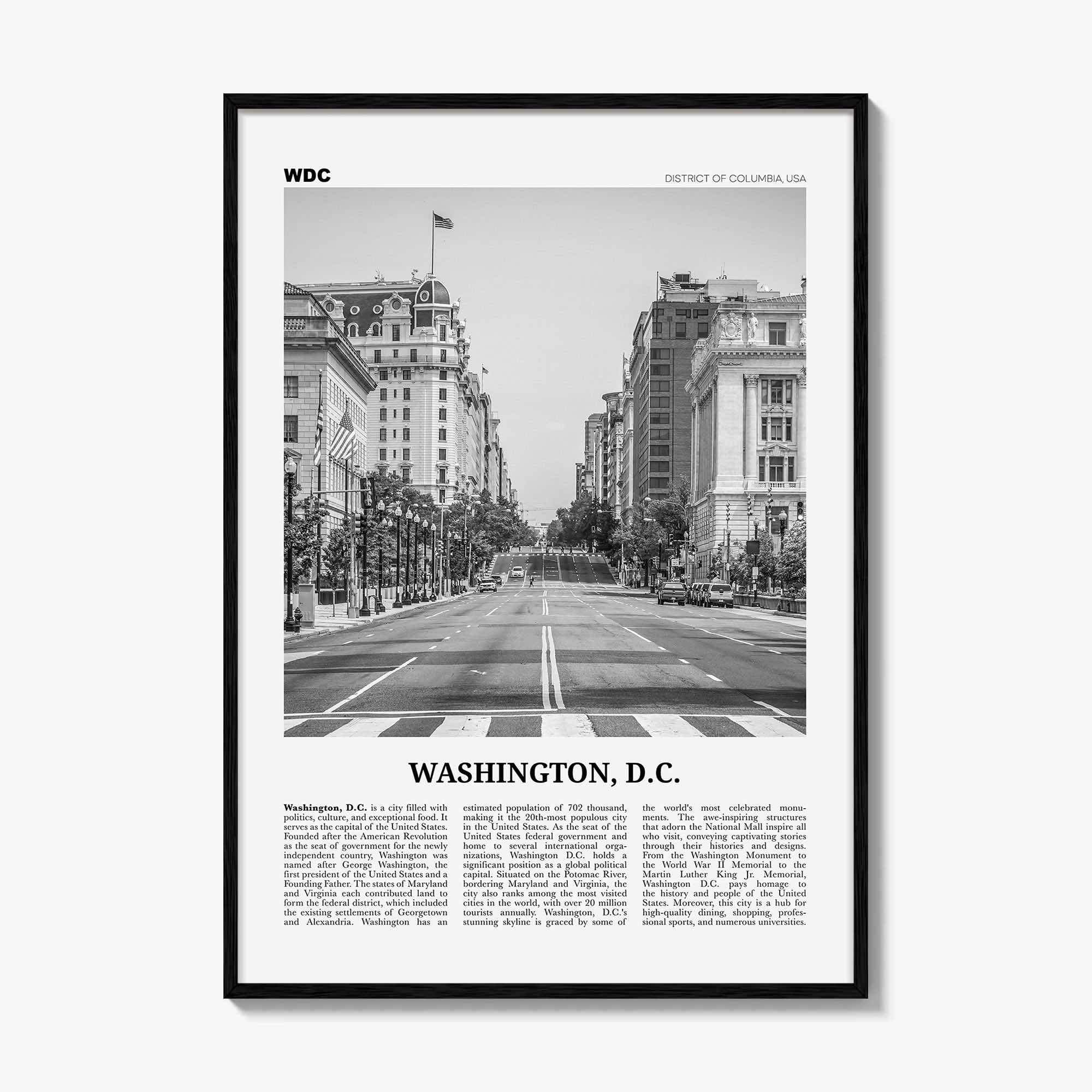 Washington DC Print Black and White No 2, Washington Wall Art, Washington, District of Columbia, USA, United States, North America