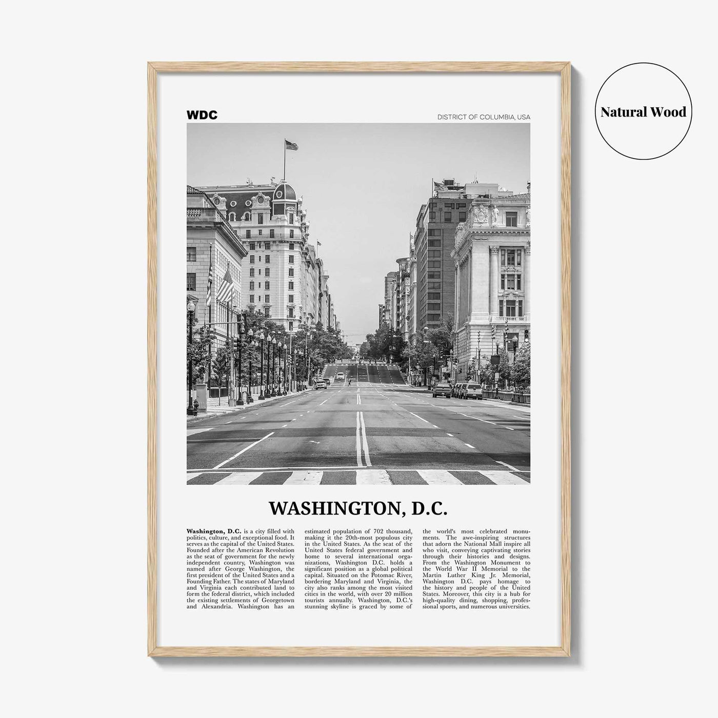 Washington DC Print Black and White No 2, Washington Wall Art, Washington, District of Columbia, USA, United States, North America