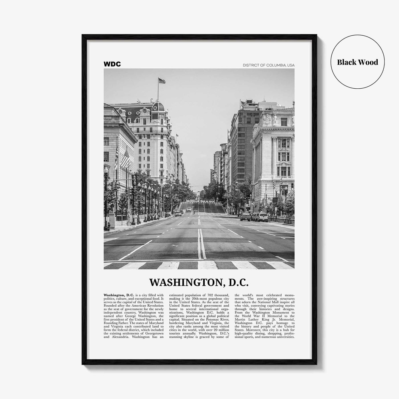 Washington DC Print Black and White No 2, Washington Wall Art, Washington, District of Columbia, USA, United States, North America