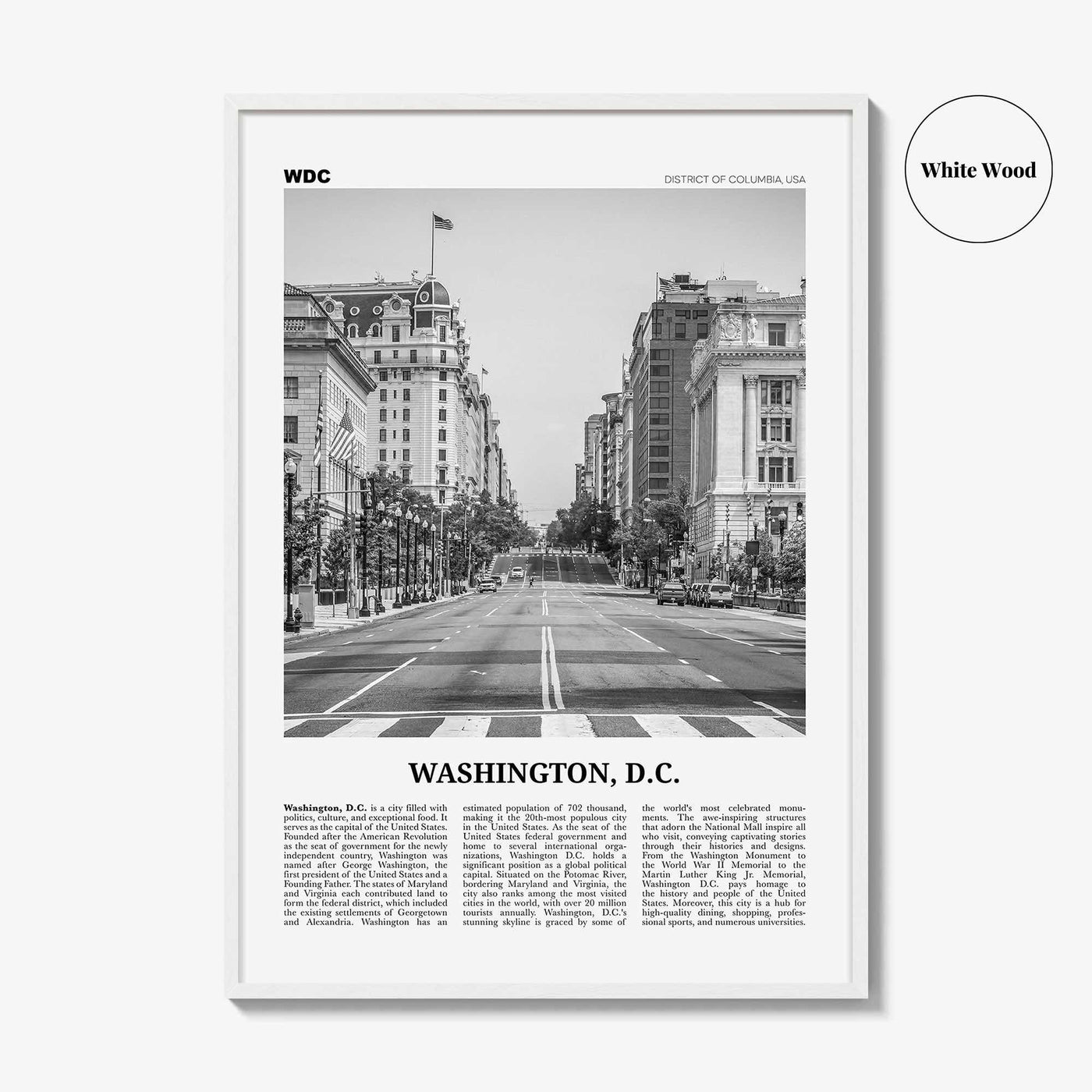 Washington DC Print Black and White No 2, Washington Wall Art, Washington, District of Columbia, USA, United States, North America