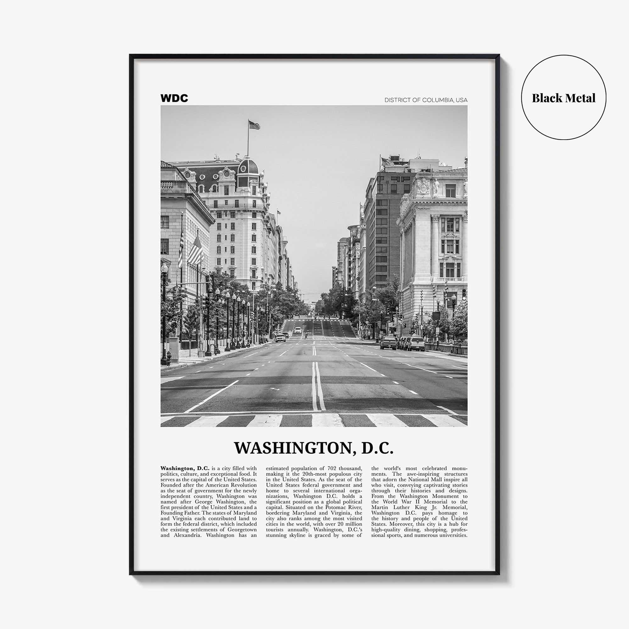 Washington DC Print Black and White No 2, Washington Wall Art, Washington, District of Columbia, USA, United States, North America