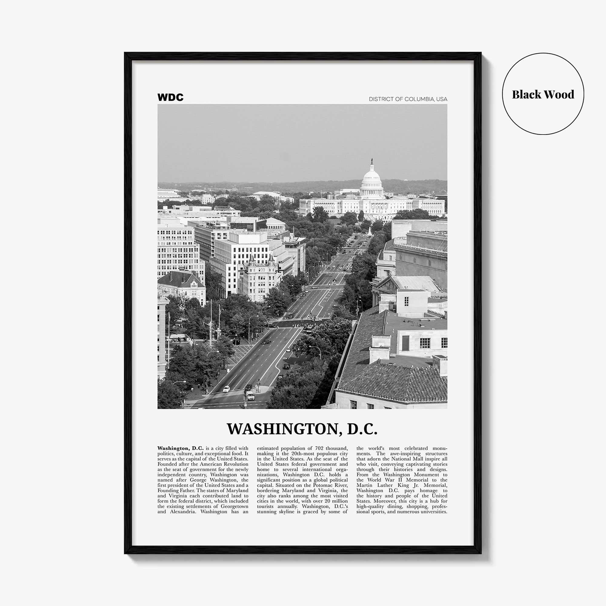 Washington DC Print Black and White No 3, Washington Wall Art, Washington, District of Columbia, USA, United States, North America