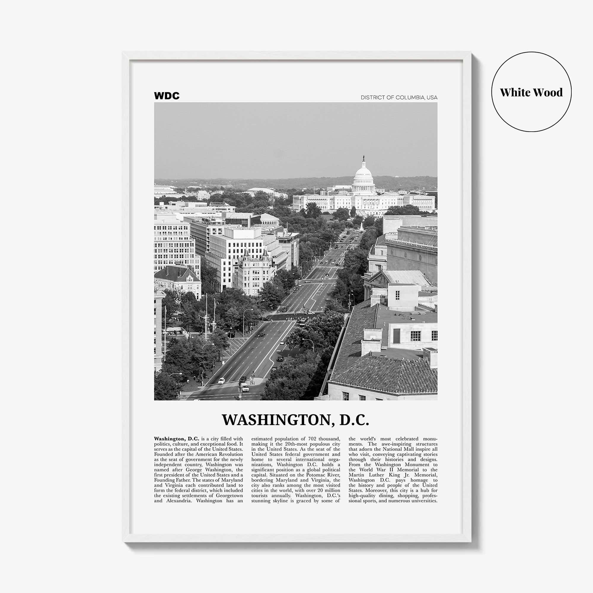 Washington DC Print Black and White No 3, Washington Wall Art, Washington, District of Columbia, USA, United States, North America