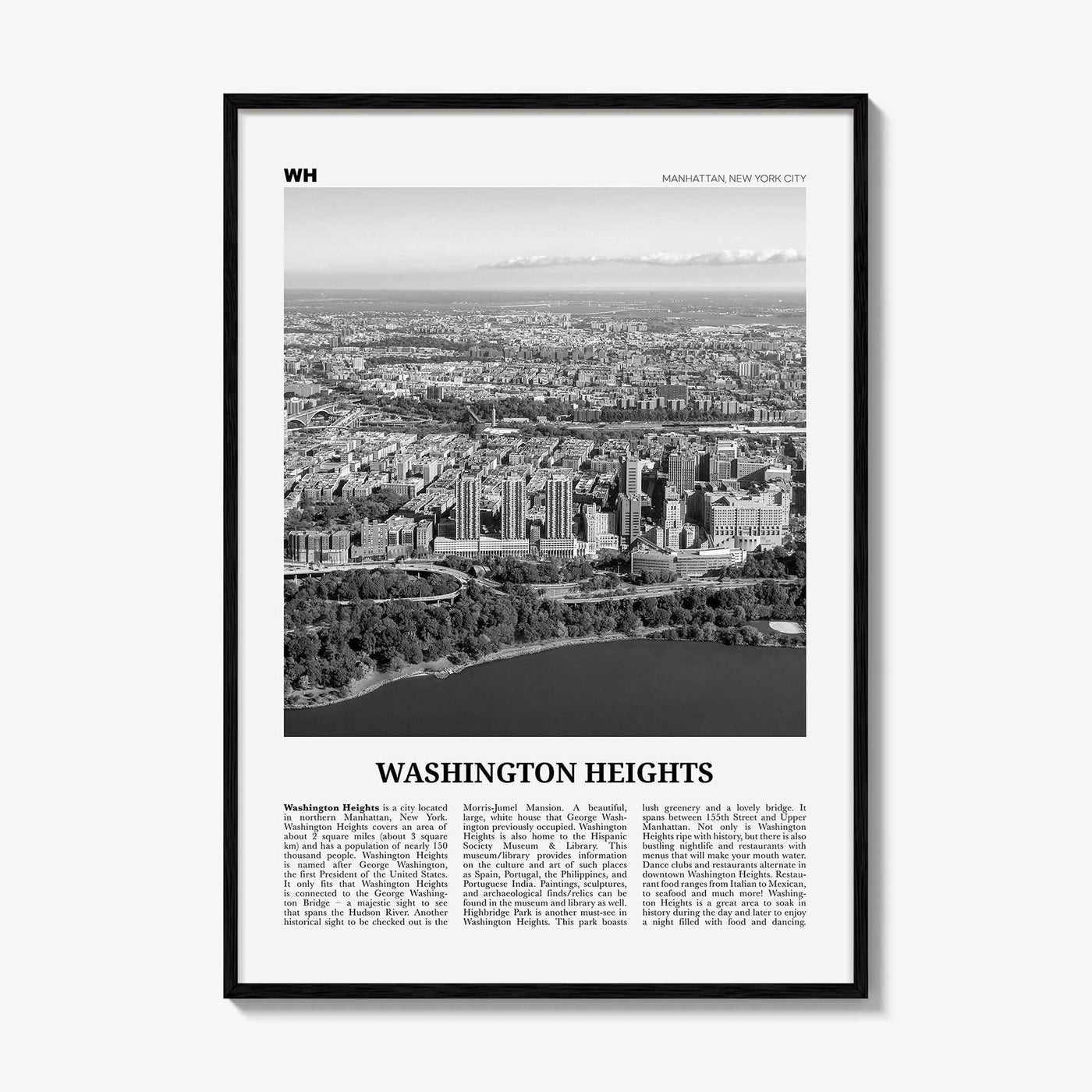 Washington Heights Print Black and White, Washington Heights Wall Art, Washington Heights Poster, Washington Heights Photo, New York, USA