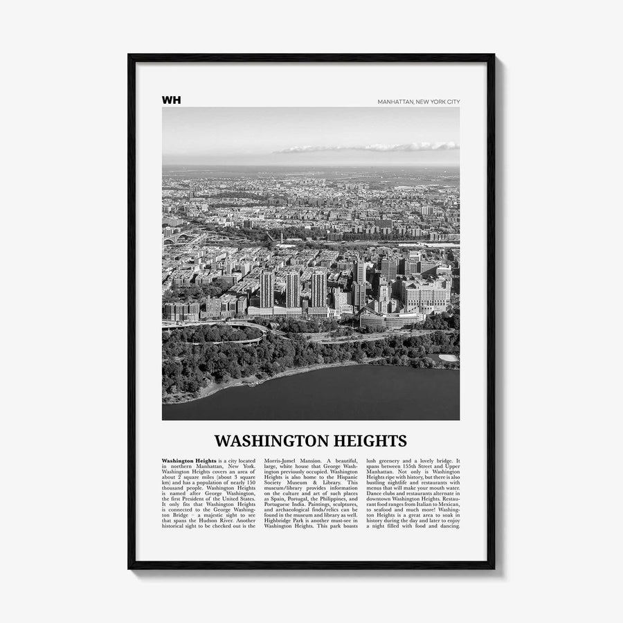 Washington Heights Print Black and White, Washington Heights Wall Art, Washington Heights Poster, Washington Heights Photo, New York, USA