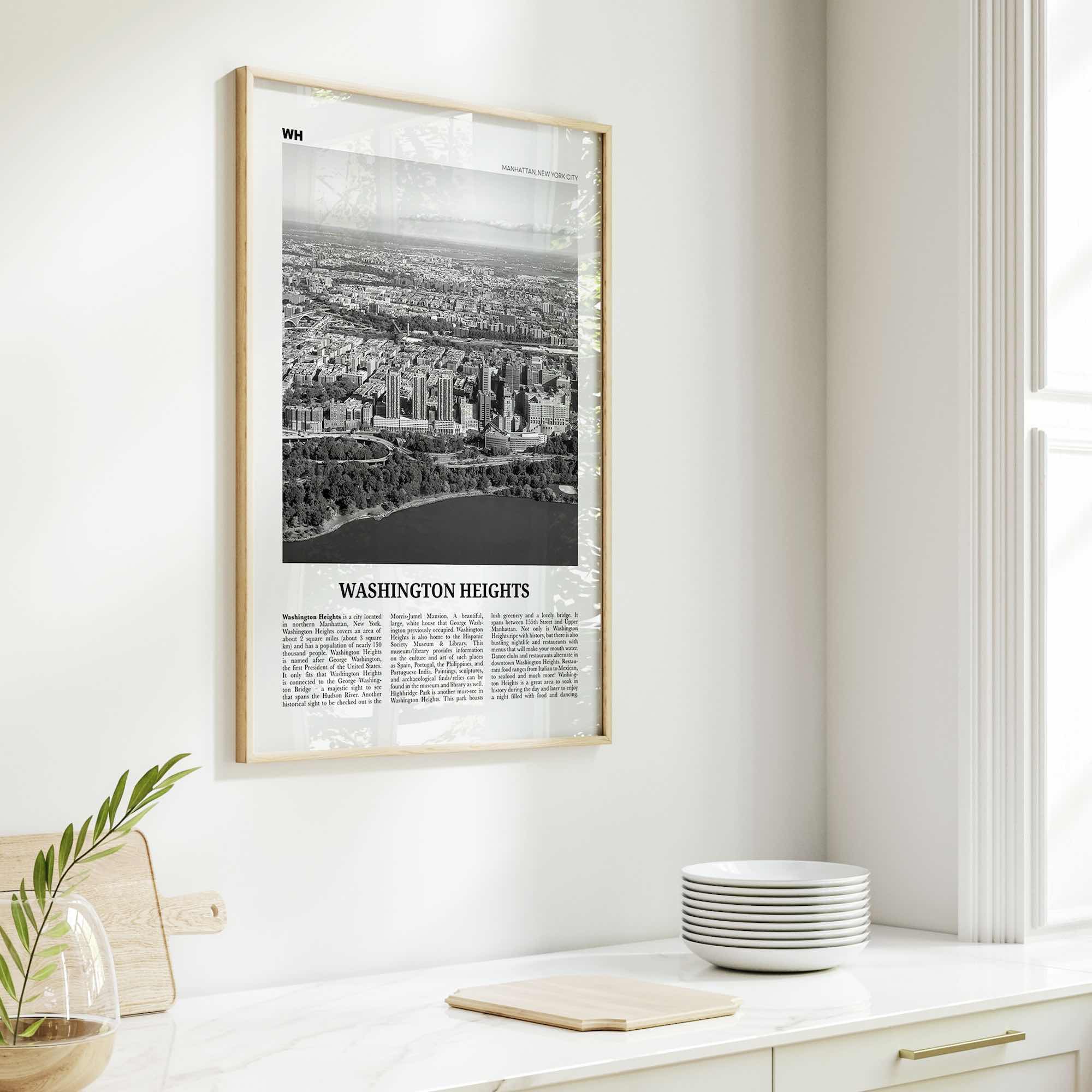 Washington Heights Print Black and White, Washington Heights Wall Art, Washington Heights Poster, Washington Heights Photo, New York, USA