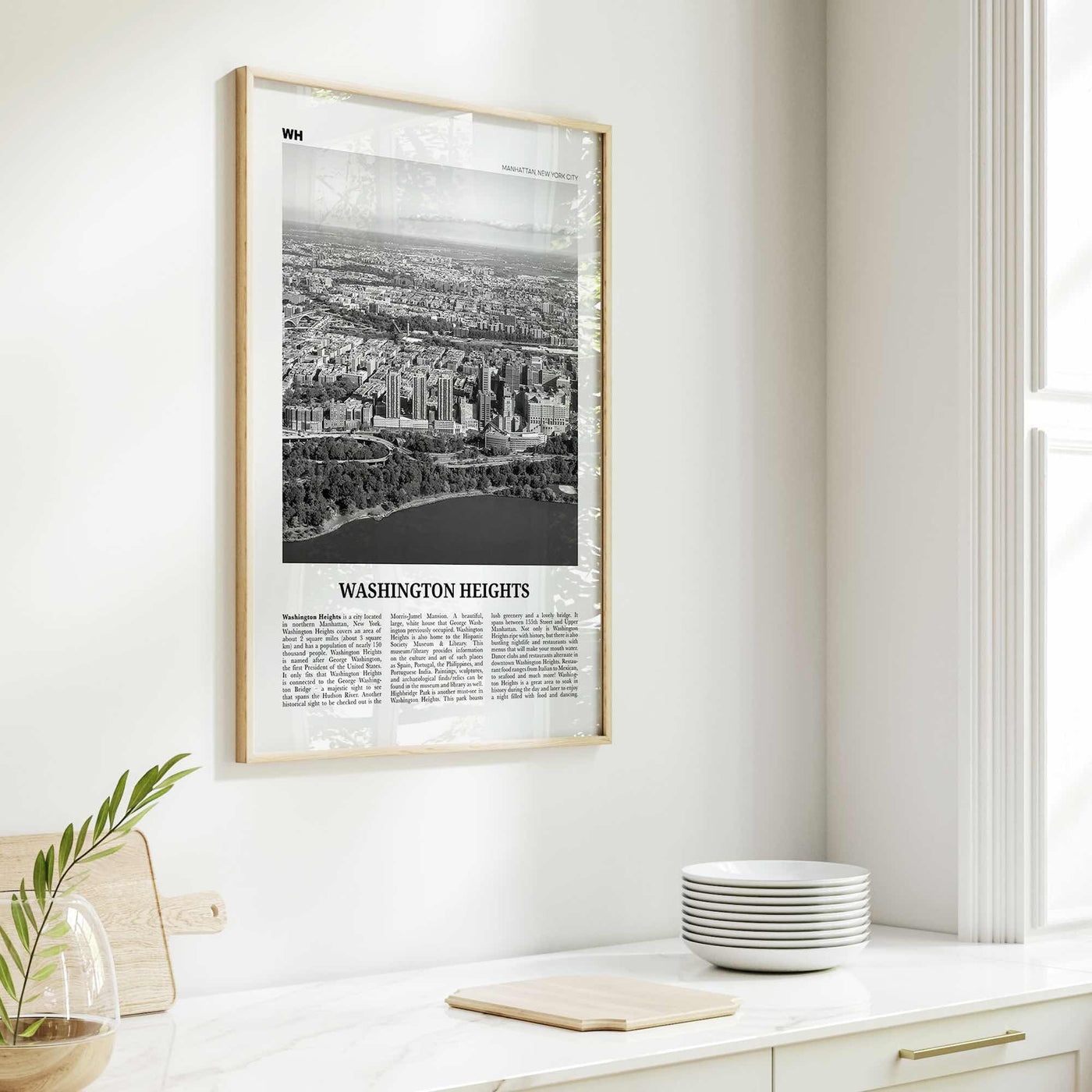 Washington Heights Print Black and White, Washington Heights Wall Art, Washington Heights Poster, Washington Heights Photo, New York, USA