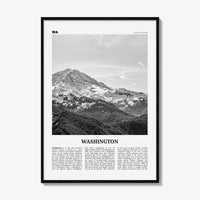 Washington State Print Black and White No 1, Washington State Wall Art, Washington Poster, USA, United States, North America