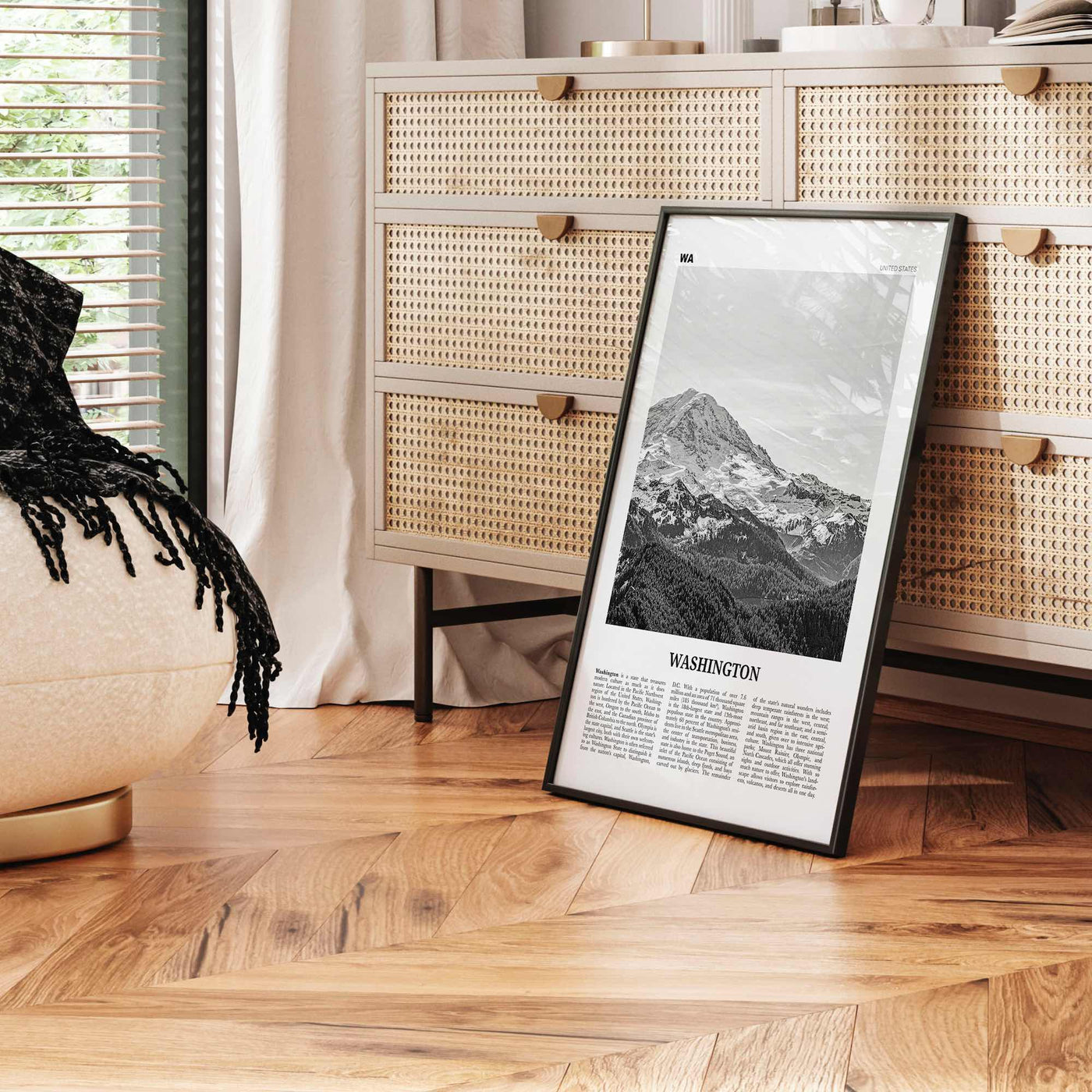 Washington State Print Black and White No 1, Washington State Wall Art, Washington Poster, USA, United States, North America