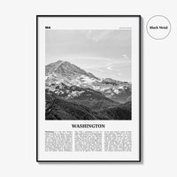 Washington State Print Black and White No 1, Washington State Wall Art, Washington Poster, USA, United States, North America