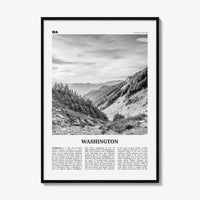 Washington State Print Black and White No 2, Washington State Wall Art, Washington Poster, USA, United States, North America