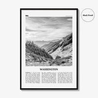 Washington State Print Black and White No 2, Washington State Wall Art, Washington Poster, USA, United States, North America
