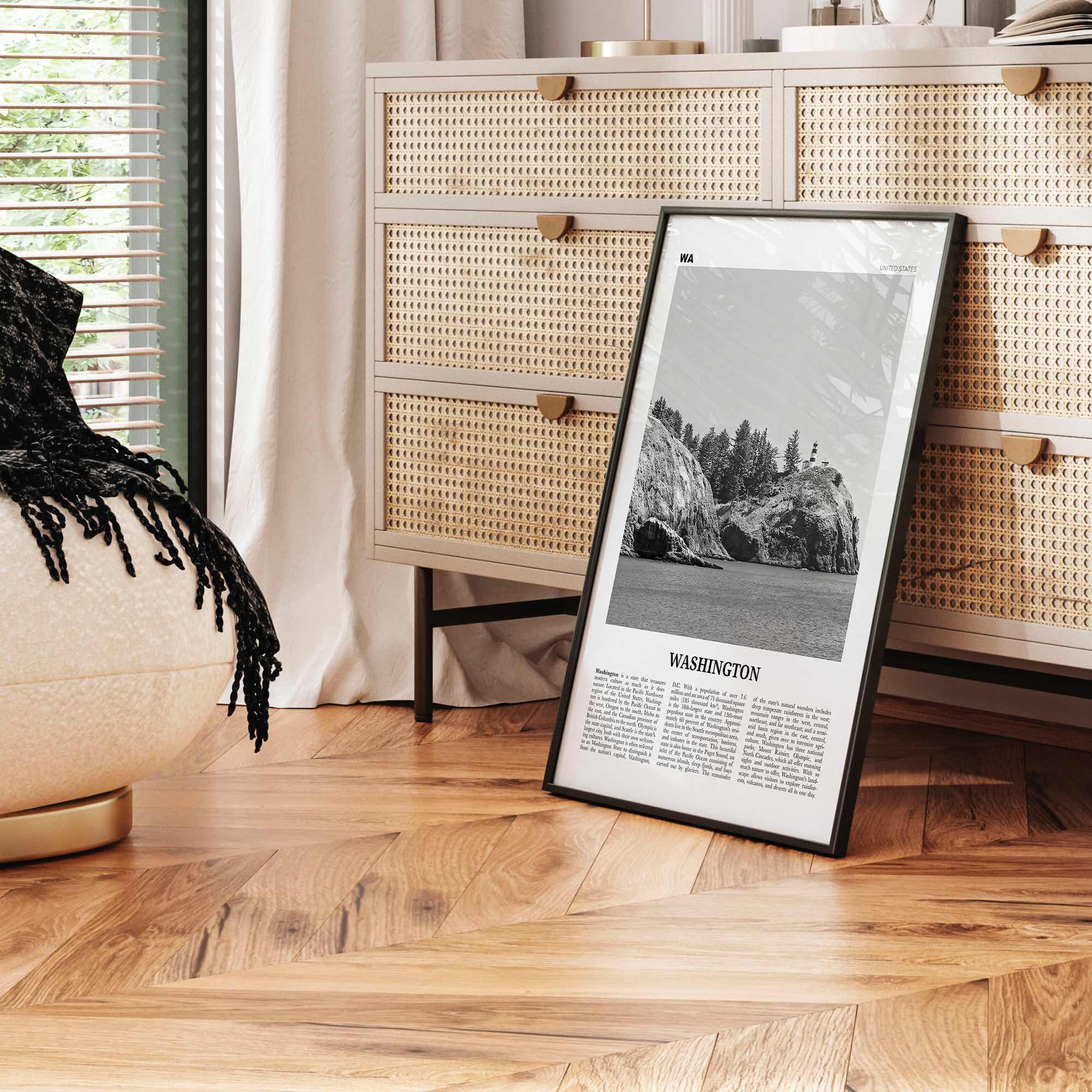 Washington State Print Black and White No 3, Washington Art, Washington Poster, Washington Photo, Washington Décor, Washington Map