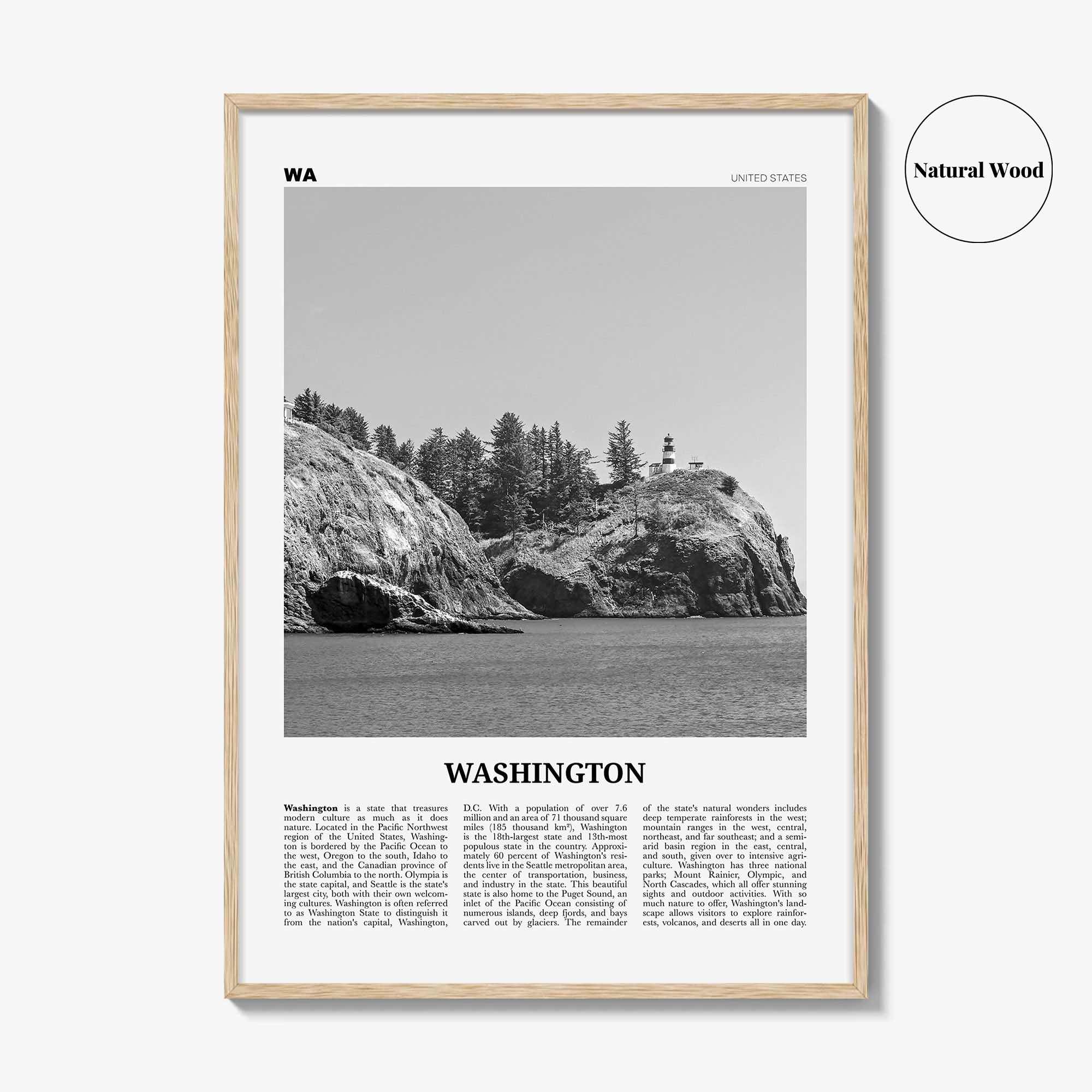 Washington State Print Black and White No 3, Washington Art, Washington Poster, Washington Photo, Washington Décor, Washington Map