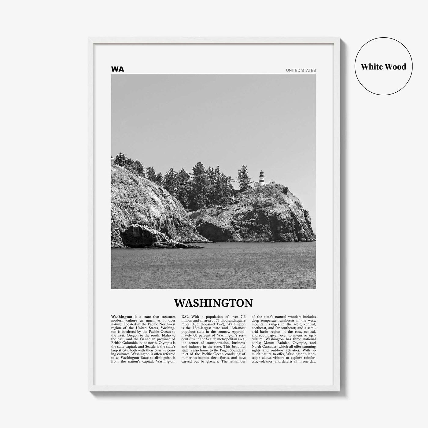 Washington State Print Black and White No 3, Washington Art, Washington Poster, Washington Photo, Washington Décor, Washington Map