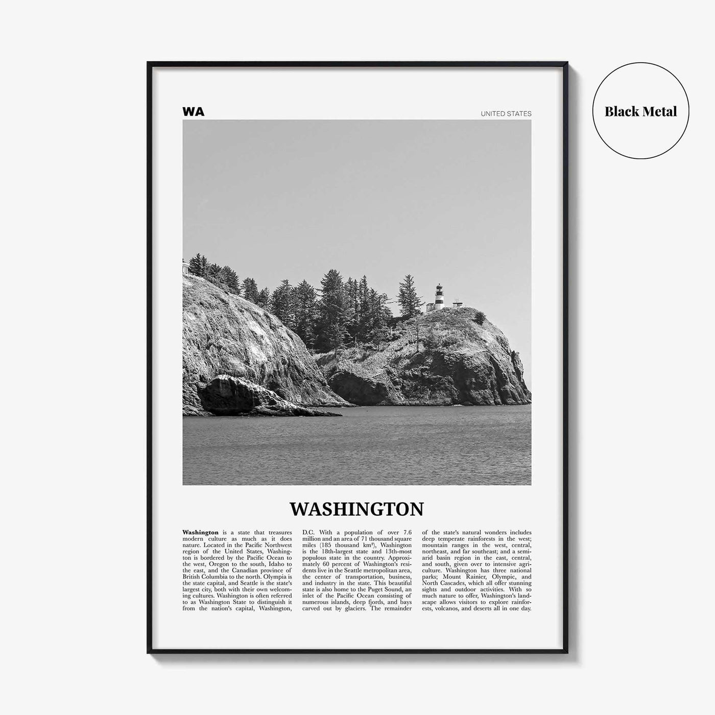 Washington State Print Black and White No 3, Washington Art, Washington Poster, Washington Photo, Washington Décor, Washington Map