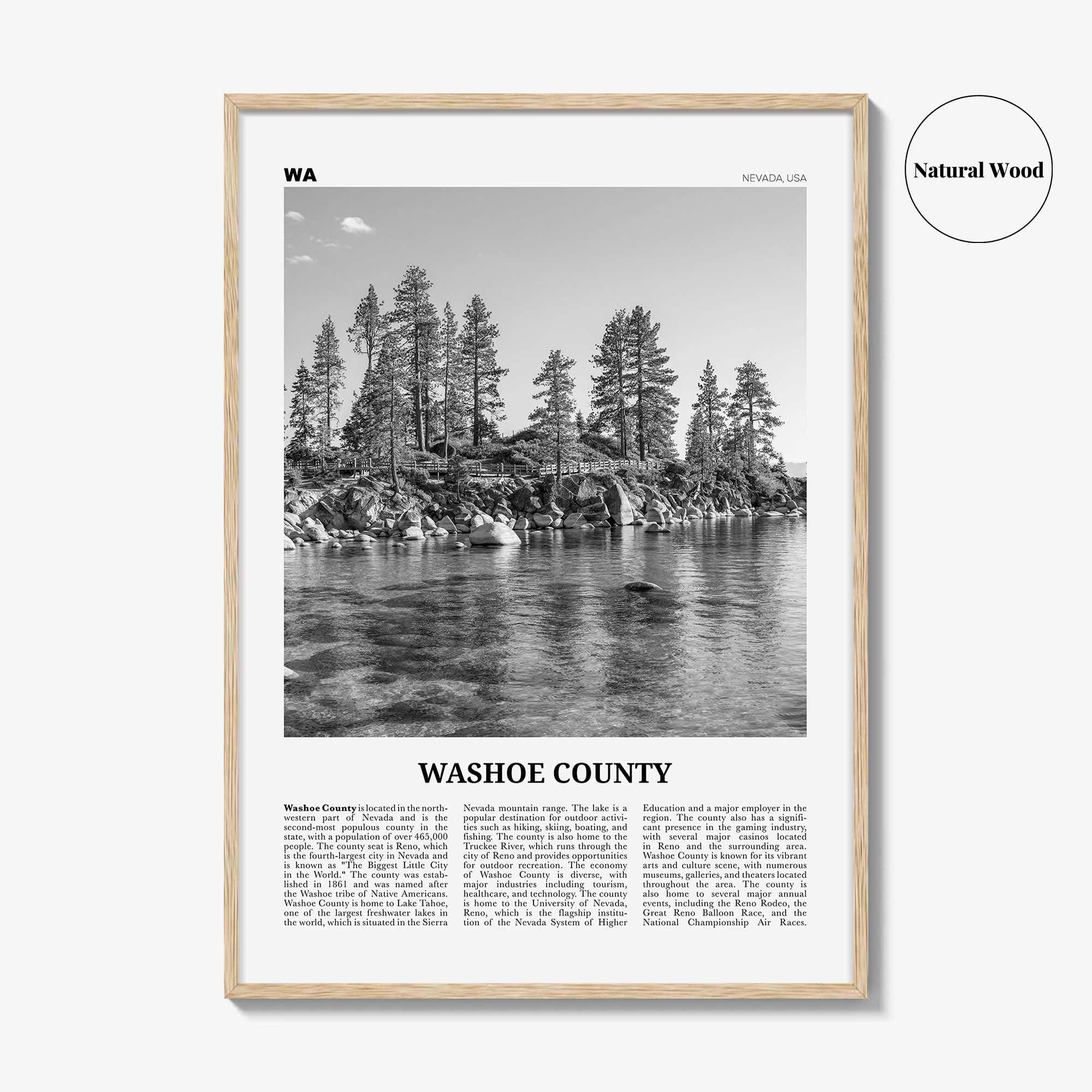 Washoe County Print Black and White, Washoe County Wall Art, Washoe County Poster, Washoe Photo, Washoe Wall Décor, Washoe County Map,