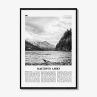 Waterton Lakes National Park Print Black and White, Waterton Lakes Wall Art, Waterton Lakes Poster, Waterton Lakes Photo, Canada