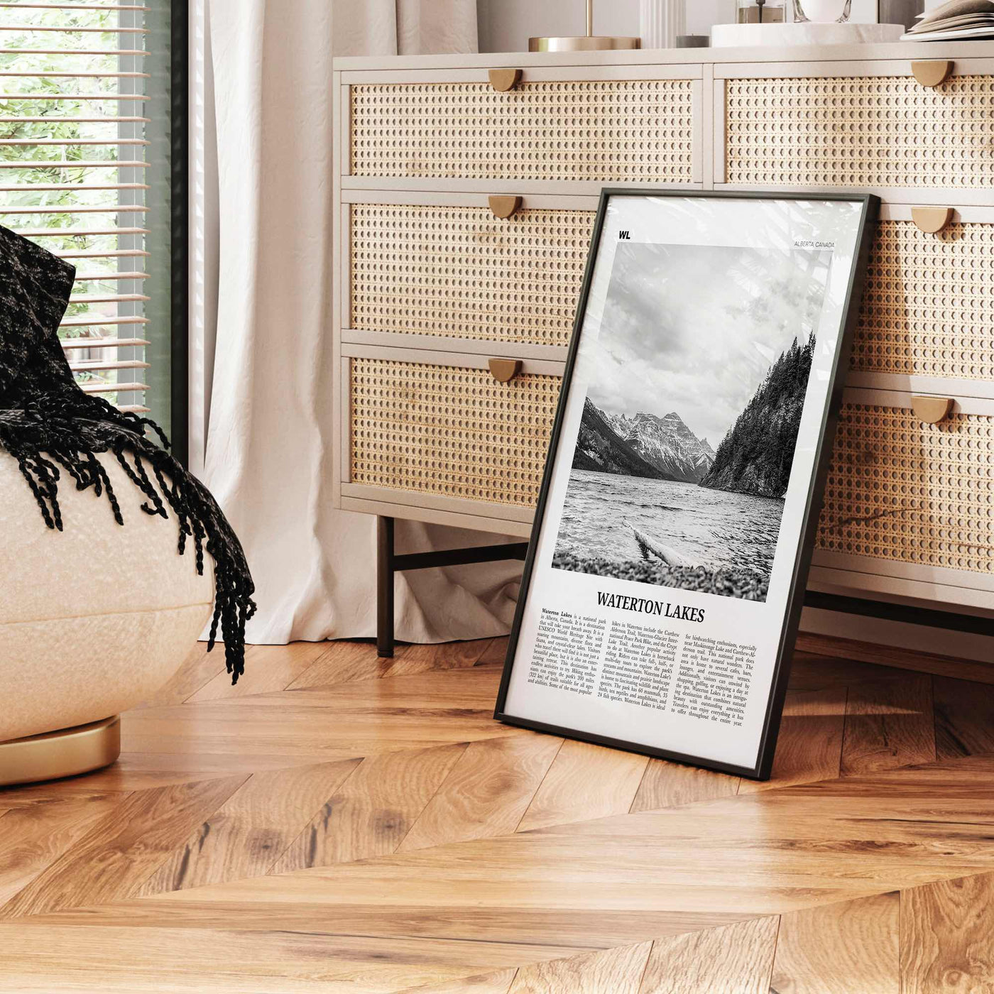 Waterton Lakes National Park Print Black and White, Waterton Lakes Wall Art, Waterton Lakes Poster, Waterton Lakes Photo, Canada