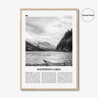 Waterton Lakes National Park Print Black and White, Waterton Lakes Wall Art, Waterton Lakes Poster, Waterton Lakes Photo, Canada