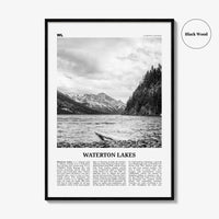 Waterton Lakes National Park Print Black and White, Waterton Lakes Wall Art, Waterton Lakes Poster, Waterton Lakes Photo, Canada