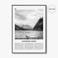Waterton Lakes National Park Print Black and White, Waterton Lakes Wall Art, Waterton Lakes Poster, Waterton Lakes Photo, Canada