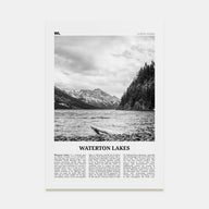 Waterton Lakes National Park Travel B&W Poster