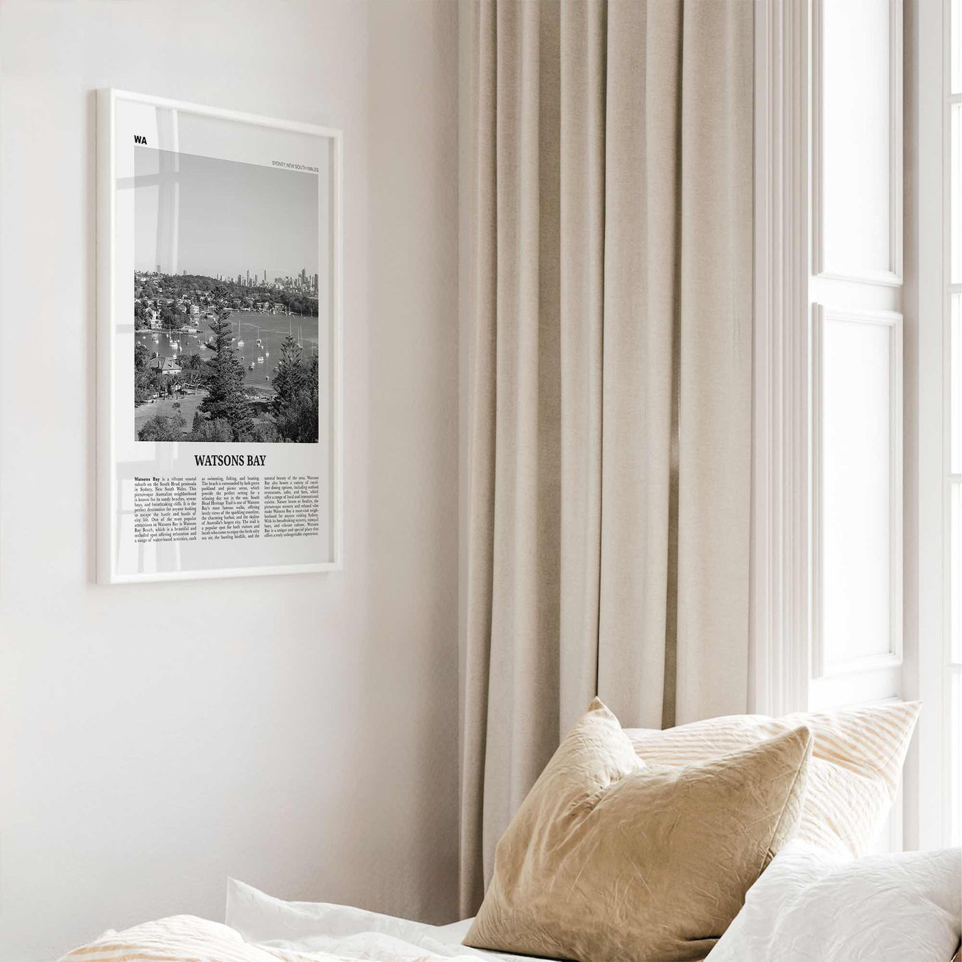 Watsons Bay Print Black and White, Watsons Bay Wall Art, Watsons Bay Poster, Watsons Bay Photo, Watsons Bay Wall Décor, Watsons Bay Map,