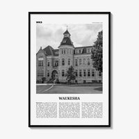Waukesha Print Black and White, Waukesha Wall Art, Waukesha Poster, Waukesha Photo, Waukesha Map, Waukesha Wall Decor, Wisconsin, USA