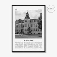 Waukesha Print Black and White, Waukesha Wall Art, Waukesha Poster, Waukesha Photo, Waukesha Map, Waukesha Wall Decor, Wisconsin, USA