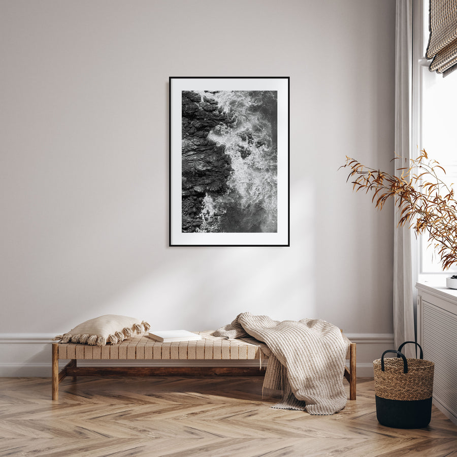 Waves Crashing Photo B&W No 1 Poster
