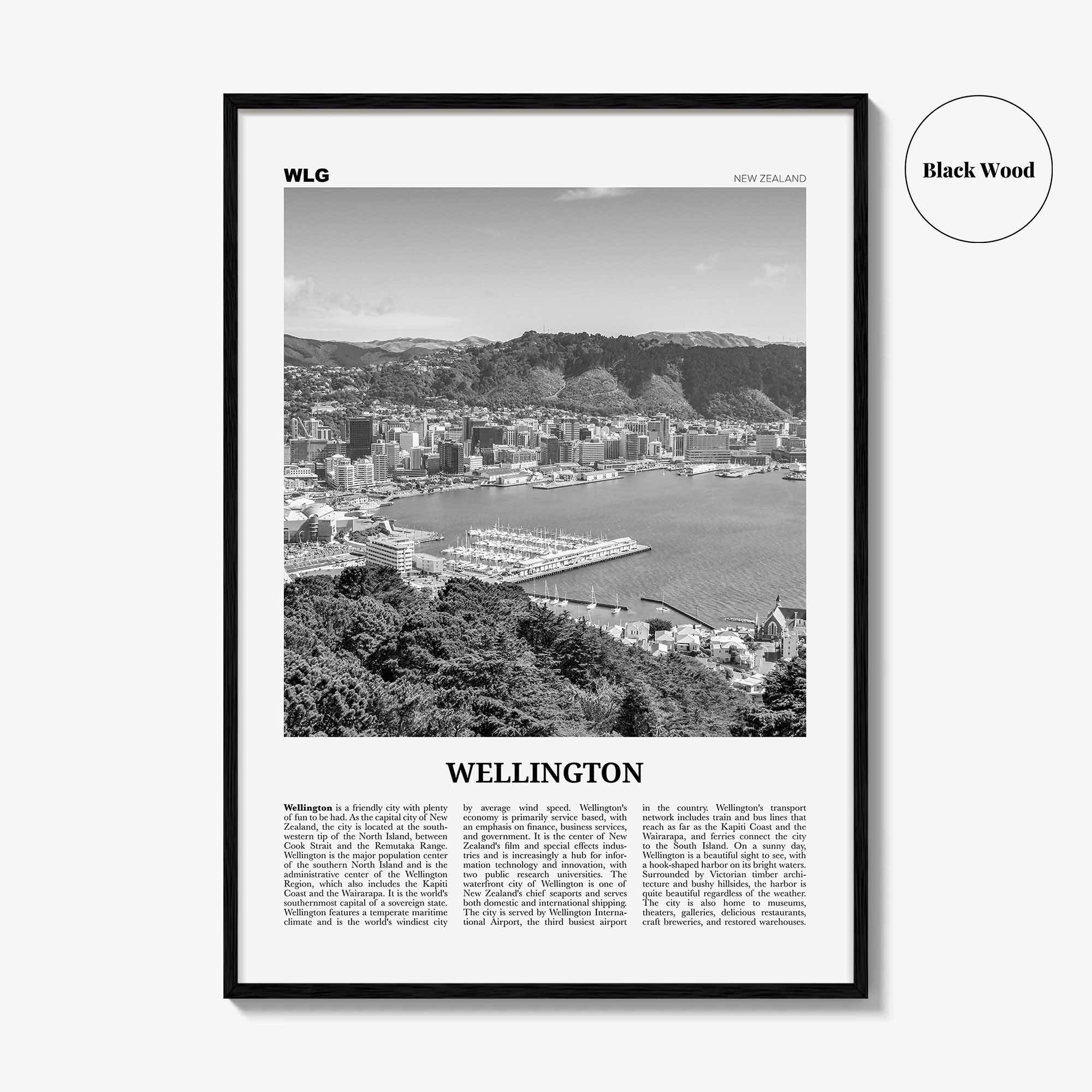 Wellington Print Black and White No 1, Wellington Wall Art, Wellington Poster, Wellington Photo, Wellington Wall Decor, New Zealand, Oceania