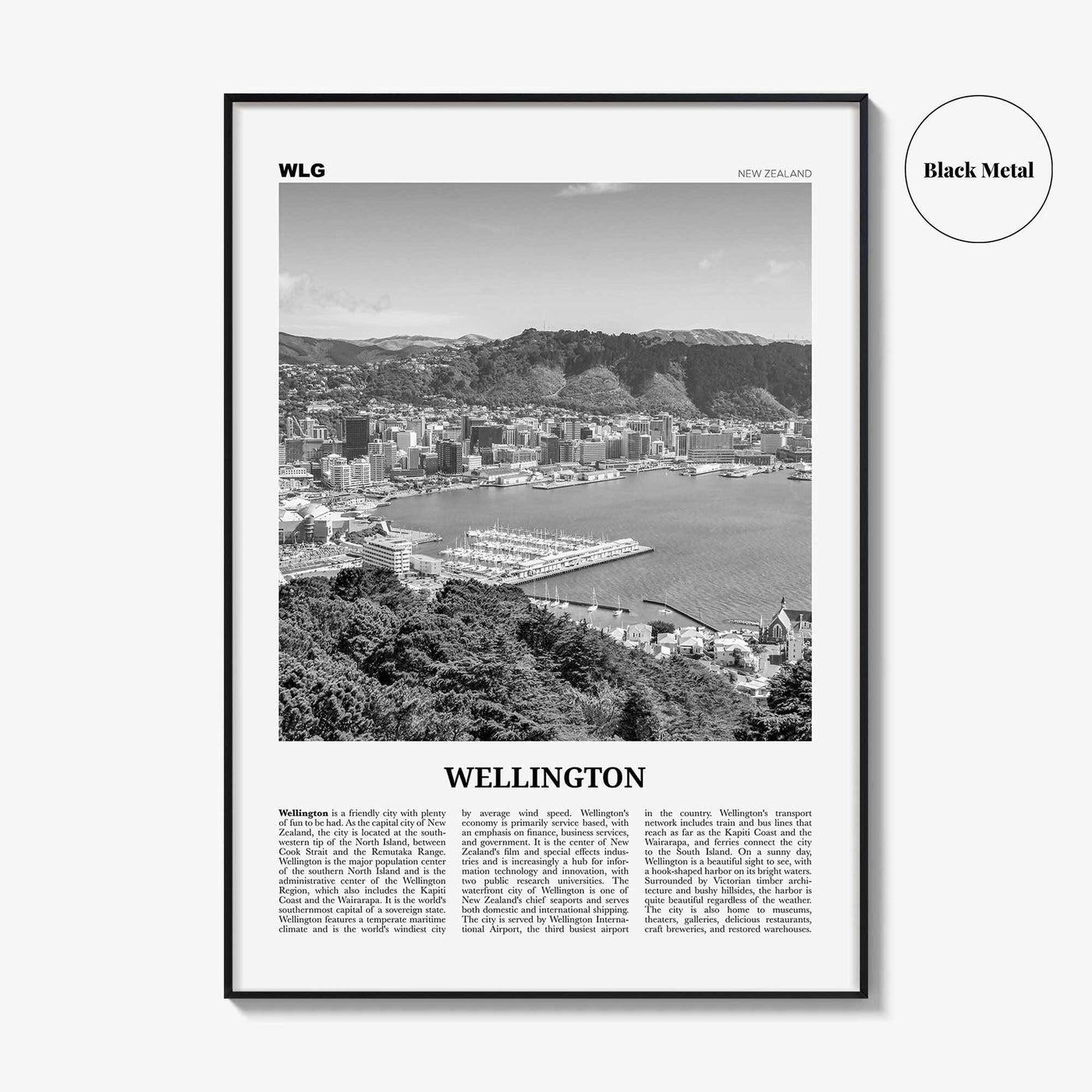 Wellington Print Black and White No 1, Wellington Wall Art, Wellington Poster, Wellington Photo, Wellington Wall Decor, New Zealand, Oceania