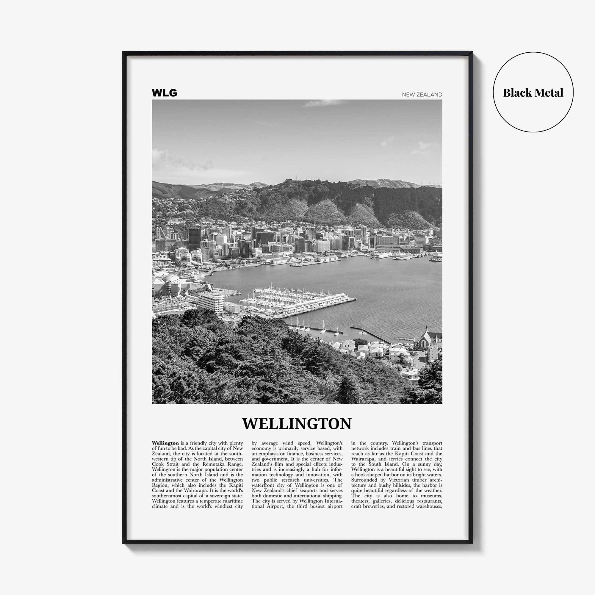 Wellington Print Black and White No 1, Wellington Wall Art, Wellington Poster, Wellington Photo, Wellington Wall Decor, New Zealand, Oceania