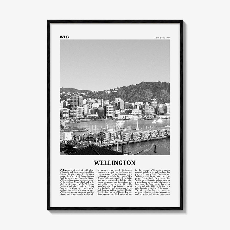 Wellington Print Black and White No 2, Wellington Wall Art, Wellington Poster, Wellington Photo, Wellington Wall Decor, New Zealand, Oceania