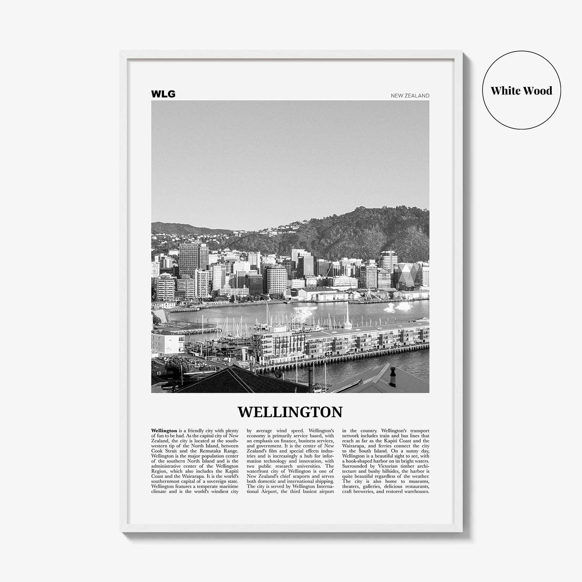 Wellington Print Black and White No 2, Wellington Wall Art, Wellington Poster, Wellington Photo, Wellington Wall Decor, New Zealand, Oceania