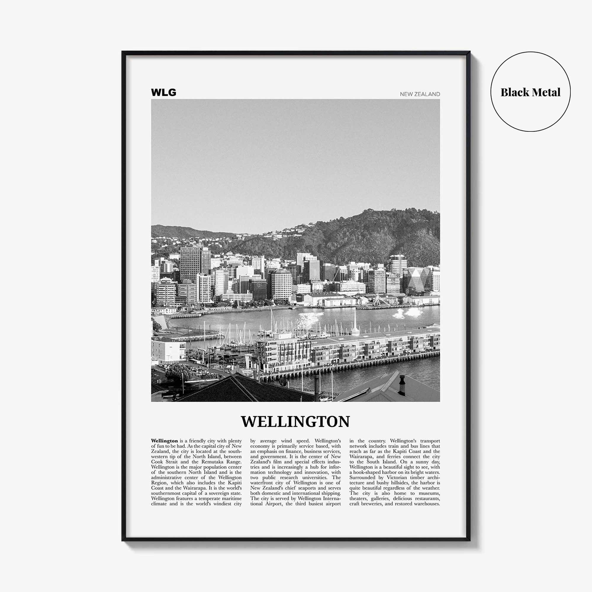 Wellington Print Black and White No 2, Wellington Wall Art, Wellington Poster, Wellington Photo, Wellington Wall Decor, New Zealand, Oceania
