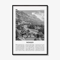 Wengen Print Black and White, Wengen Wall Art, Wengen Poster, Wengen Photo, Wengen Wall Décor, Wengen Map, Switzerland