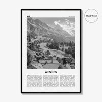 Wengen Print Black and White, Wengen Wall Art, Wengen Poster, Wengen Photo, Wengen Wall Décor, Wengen Map, Switzerland