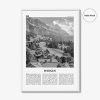 Wengen Print Black and White, Wengen Wall Art, Wengen Poster, Wengen Photo, Wengen Wall Décor, Wengen Map, Switzerland
