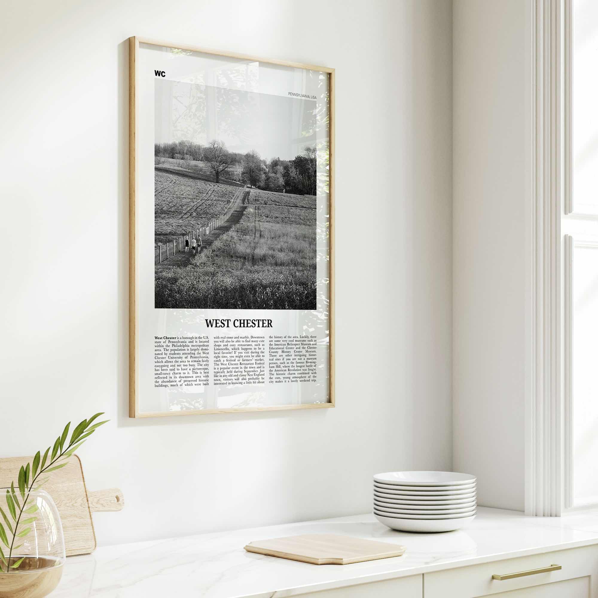 West Chester Print Black and White, West Chester Wall Art, West Chester Poster, West Chester Photo, West Chester Décor, Pennsylvania, USA